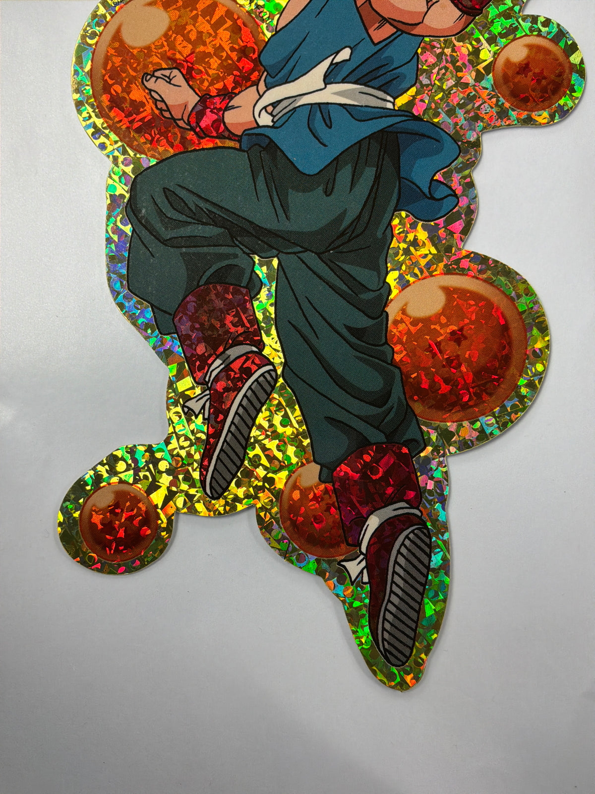⚡️ Vintage 2000 Dragon Ball Z Goku 7" Prism Foil Gold Glitter Sticker Rare GE DBZ⚡️