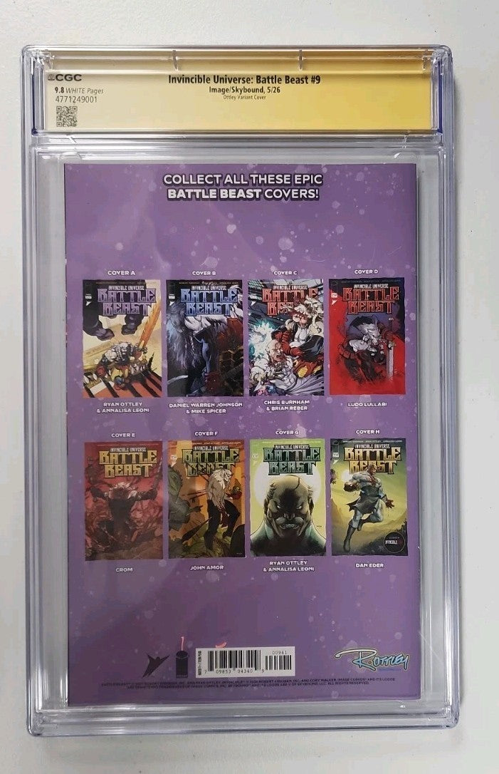 BATTLE BEAST #9 - SDCC FOIL SIGNED BY RYAN OTTLEY  LTD 1000 Graded CGC 9.8