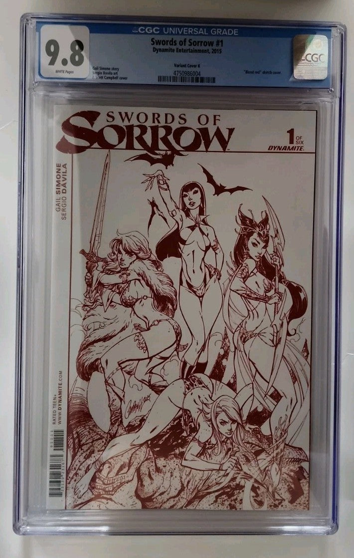 Swords Of Sorrow #1 1st Print Dynamite 2015 J Scott Campbel Vampirella CGC 9.8