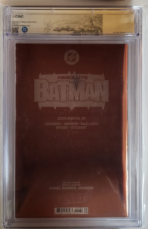 Absolute Batman 2025 Annual #1 2nd Print Foil -  Signed Dragotta/DWJ - CGC 9.8