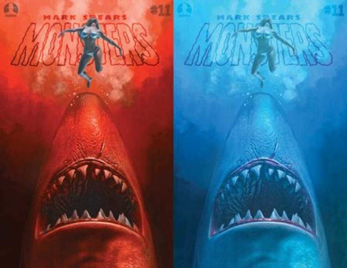 Mark Spears Monsters #11 Cover B Mark Spears Shark Attack Jaws Homage Holofoil