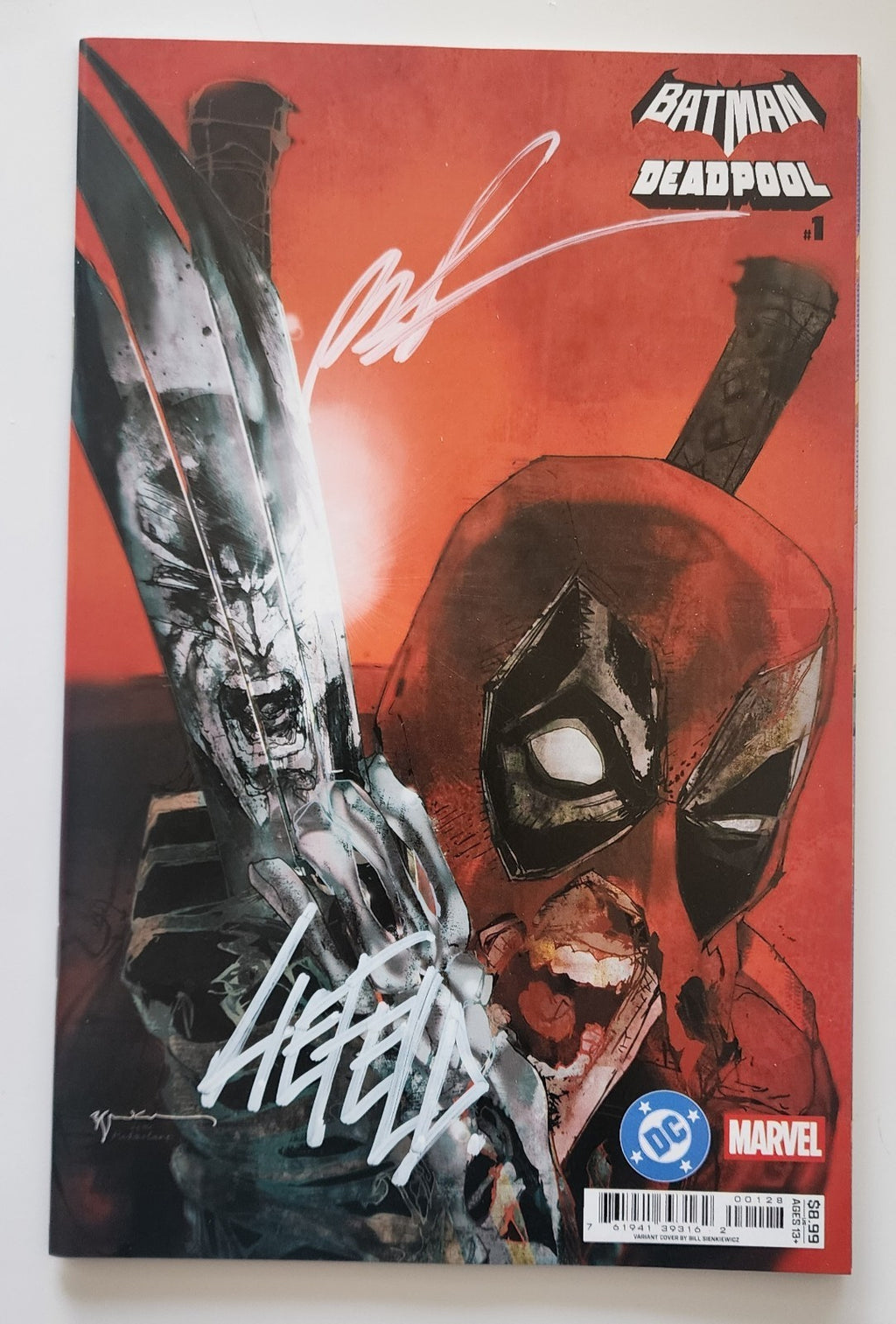 Batman/Deadpool #1 Sienkiewicz Variant signed and sketch by Rob Liefeld