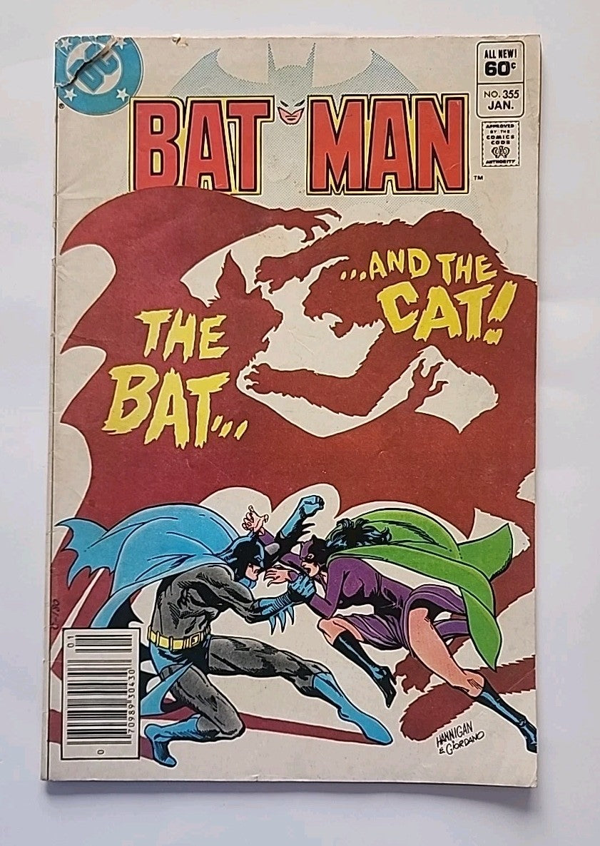 Batman #355 Newsstand Batman VS CATWOMAN Cover 1983