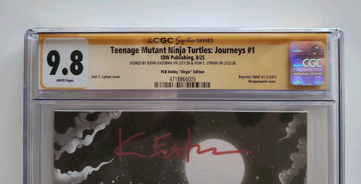 TMNT  JOURNEYS #1 VIRGIN B&W  Signed By Kevin Eastman And Josh Lyman 9.8 CGC