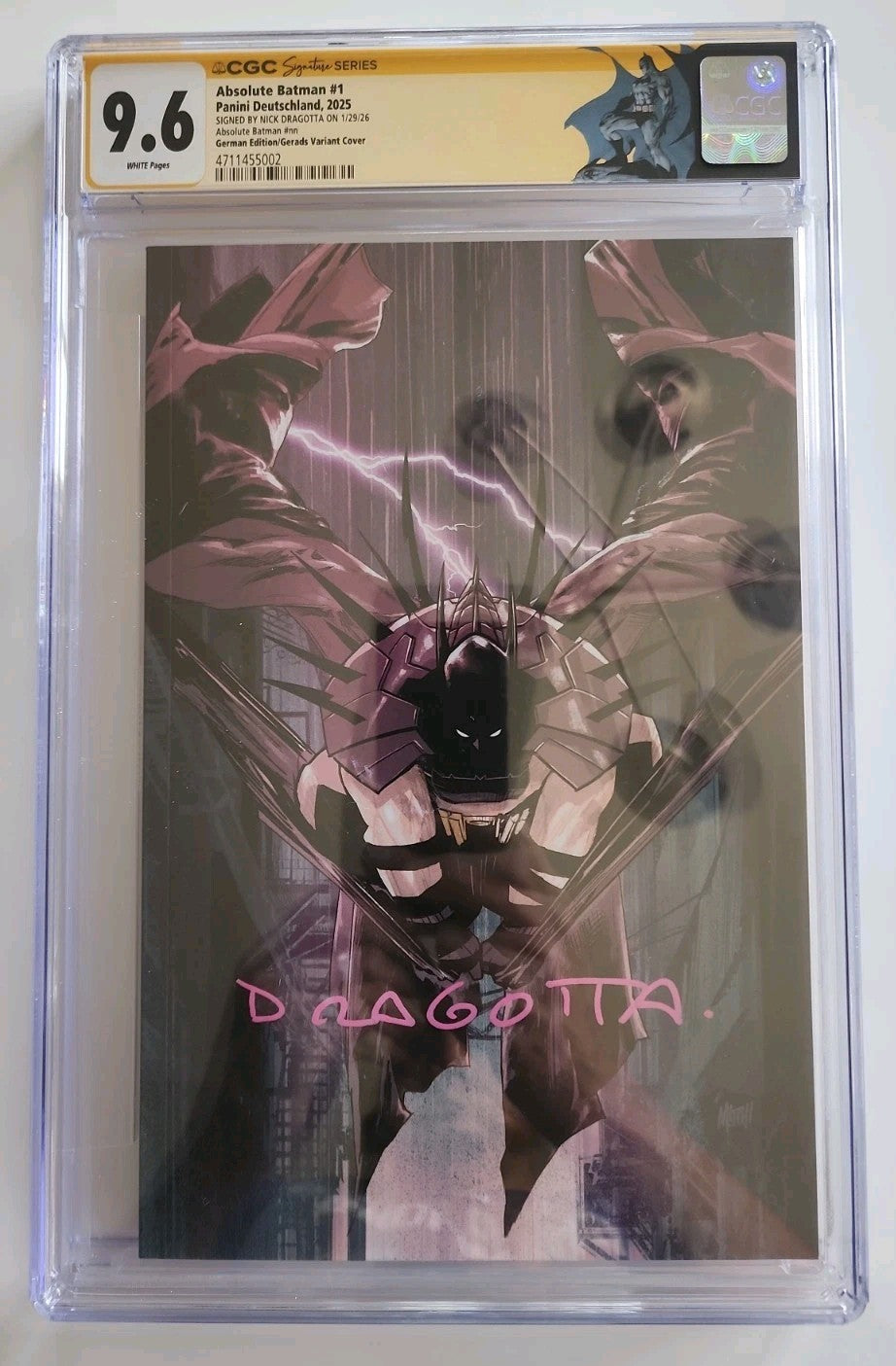 Absolute Batman # 1 - Mitch Gerads  - Panini German CGC 9.6 Signed By Dragotta 