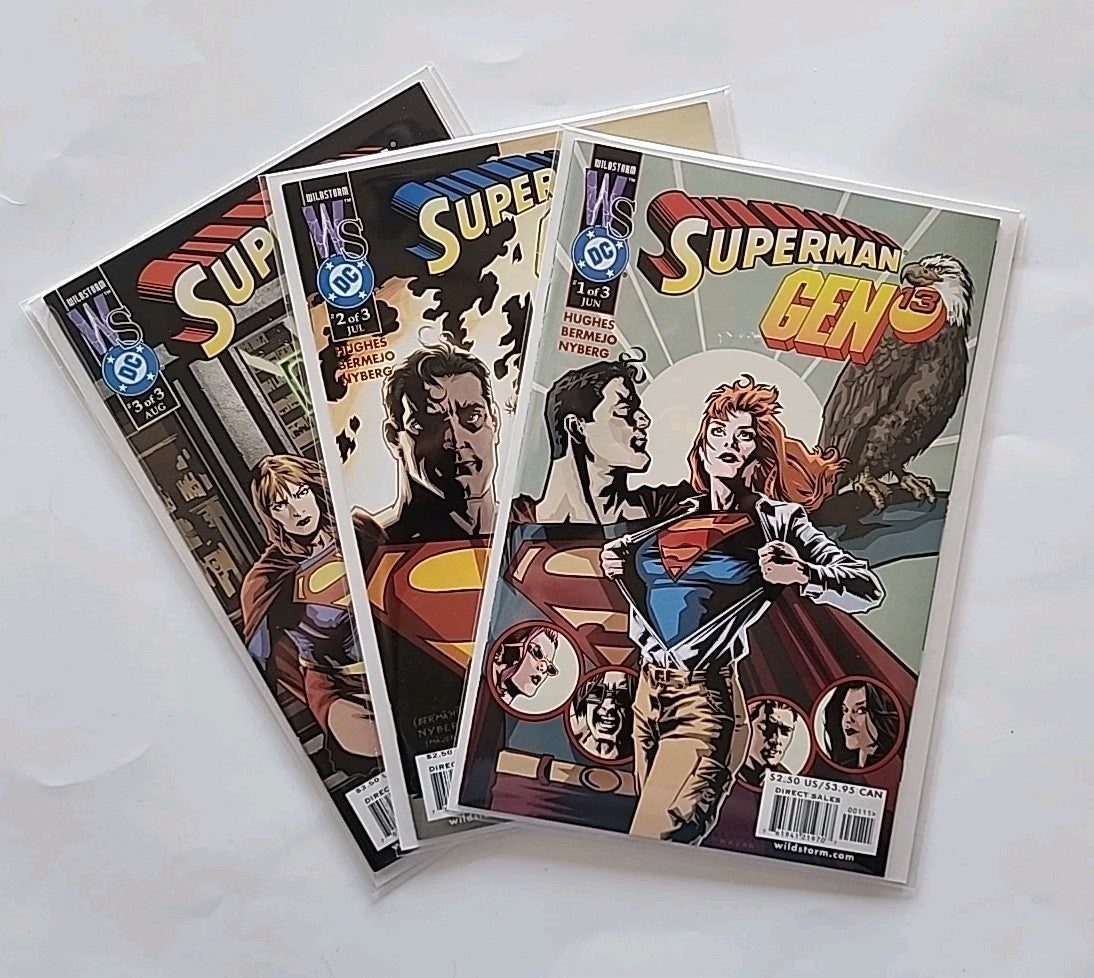 Superman Gen 13 #1-3 Complete Set (Wildstorm 2000) Hughes Bermejo Nyberg  Eb-1