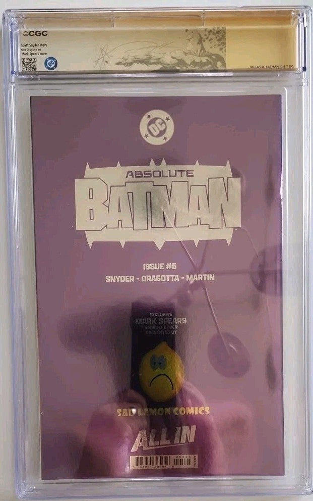 Absolute Batman #5  Mark Spears Foil Virgin  CGC 9.8 Signed By Nick Dragotta