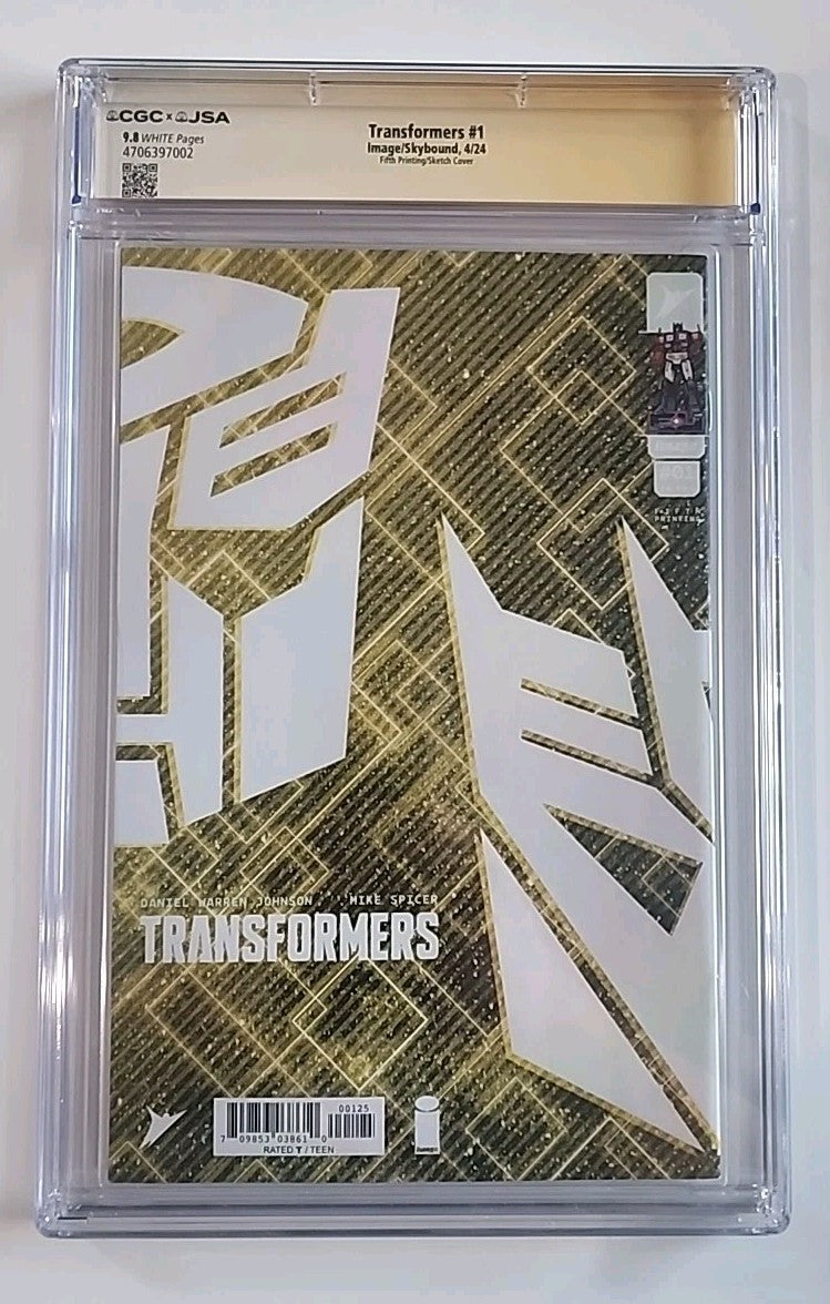Transformers #1 (5th Print) B&W Virgin  SIGNED by DWJ CGC 9.8