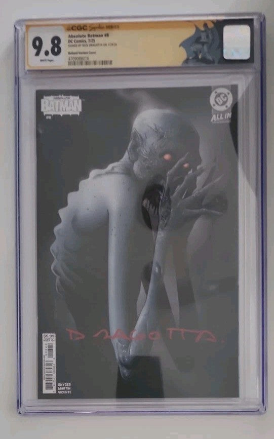 Absolute Batman #8 5th printing variant cover Signed by Nick Dragotta CGC 9.8