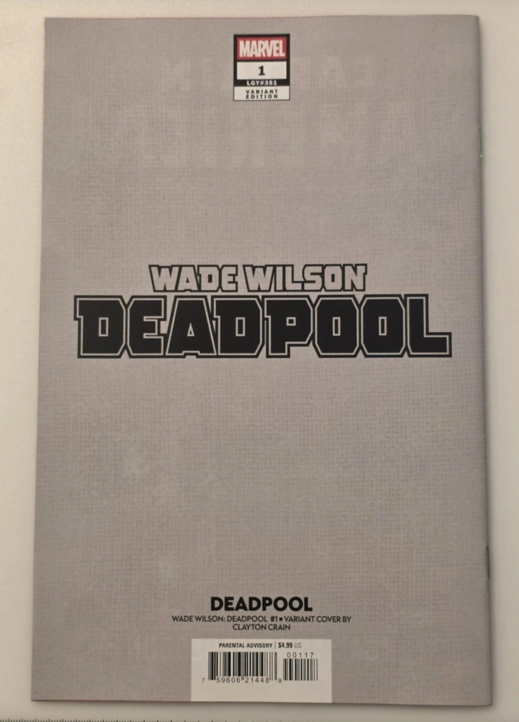 Wade Wilson: Deadpool #1 1:50 Crain Virgin Variant Cover CVR Marvel Comics NM