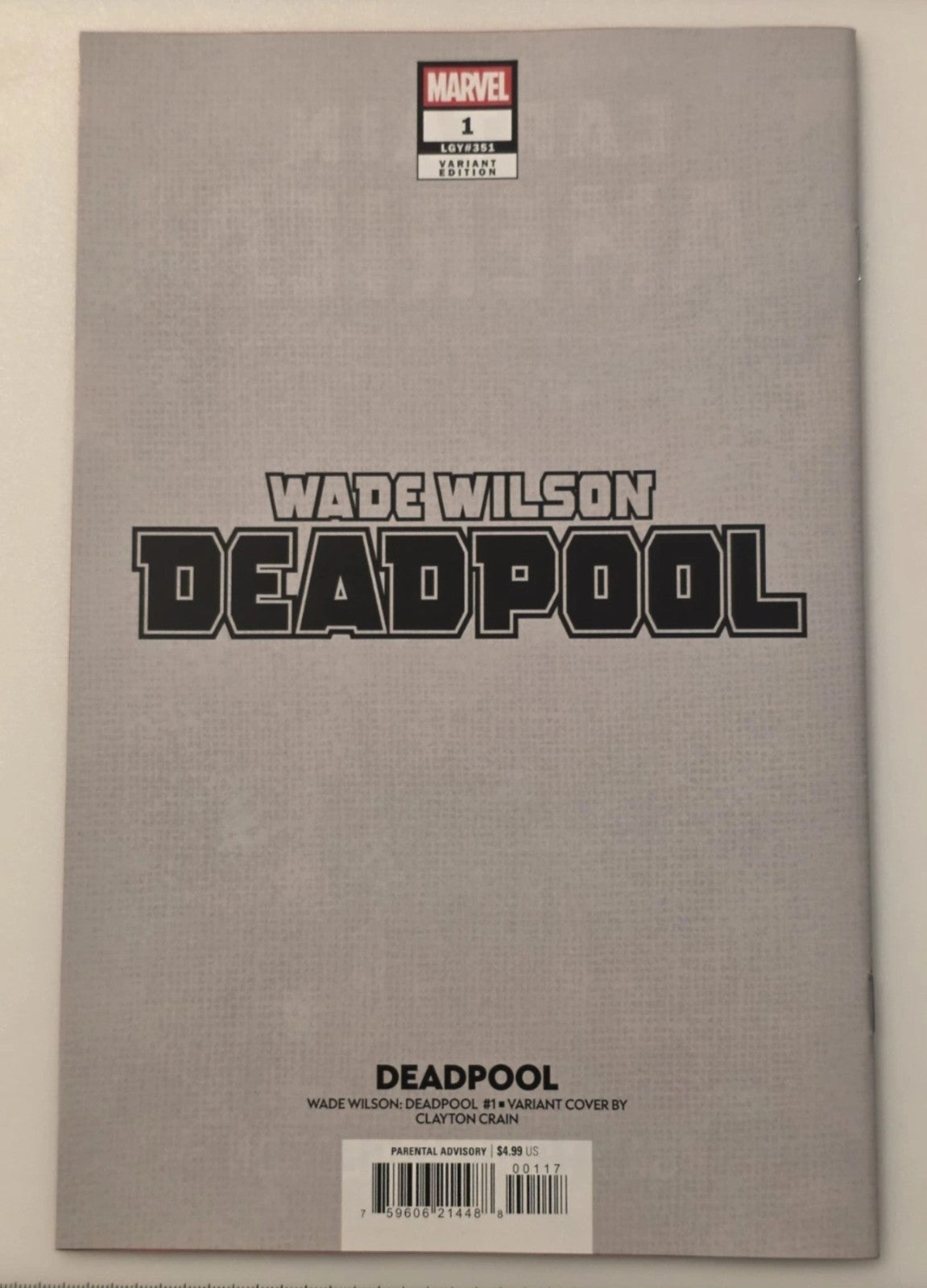 Wade Wilson: Deadpool #1 1:50 Crain Virgin Variant Cover CVR Marvel Comics NM
