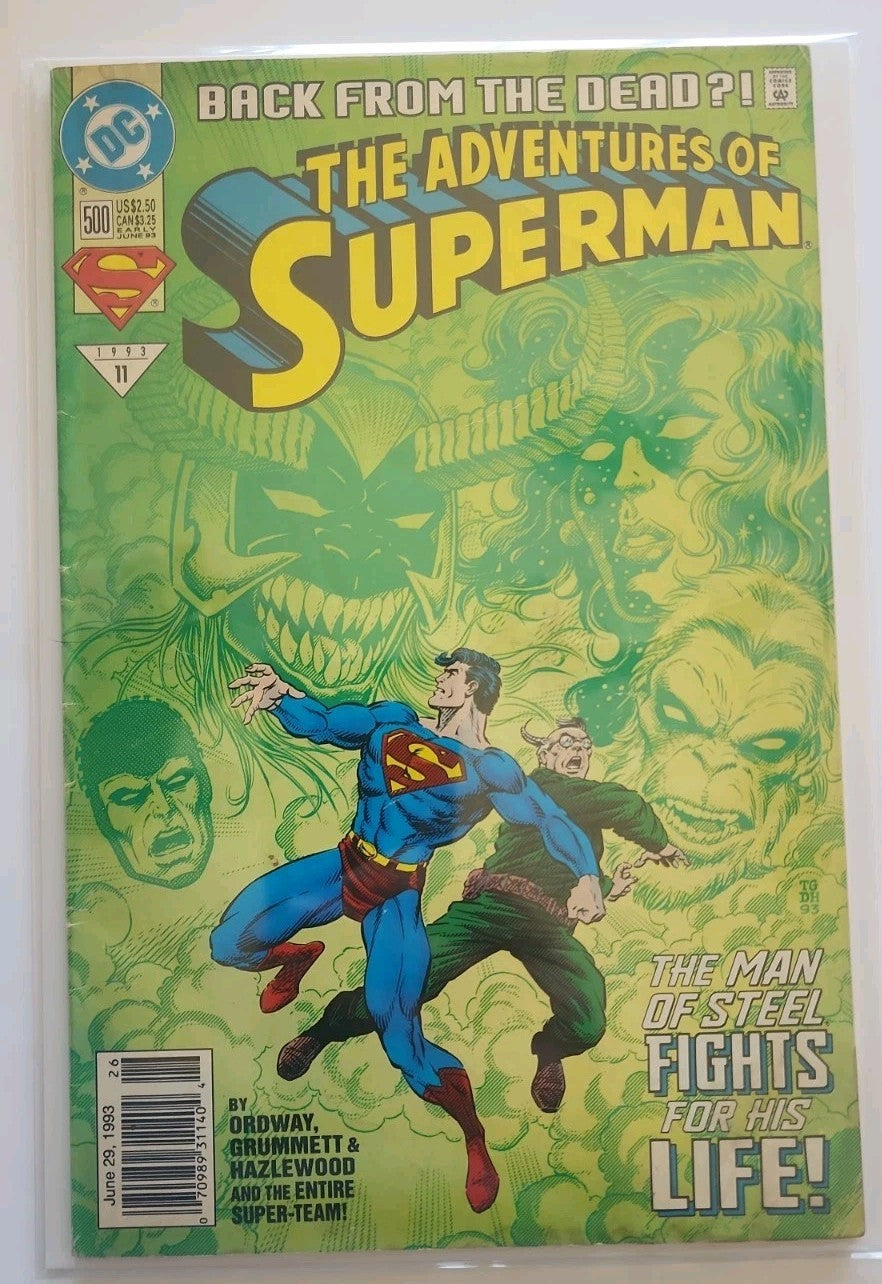 Adventures Of Superman 500 Comics Newsstand 1st Superboy, Steel Cyborg 1993 Eb-2