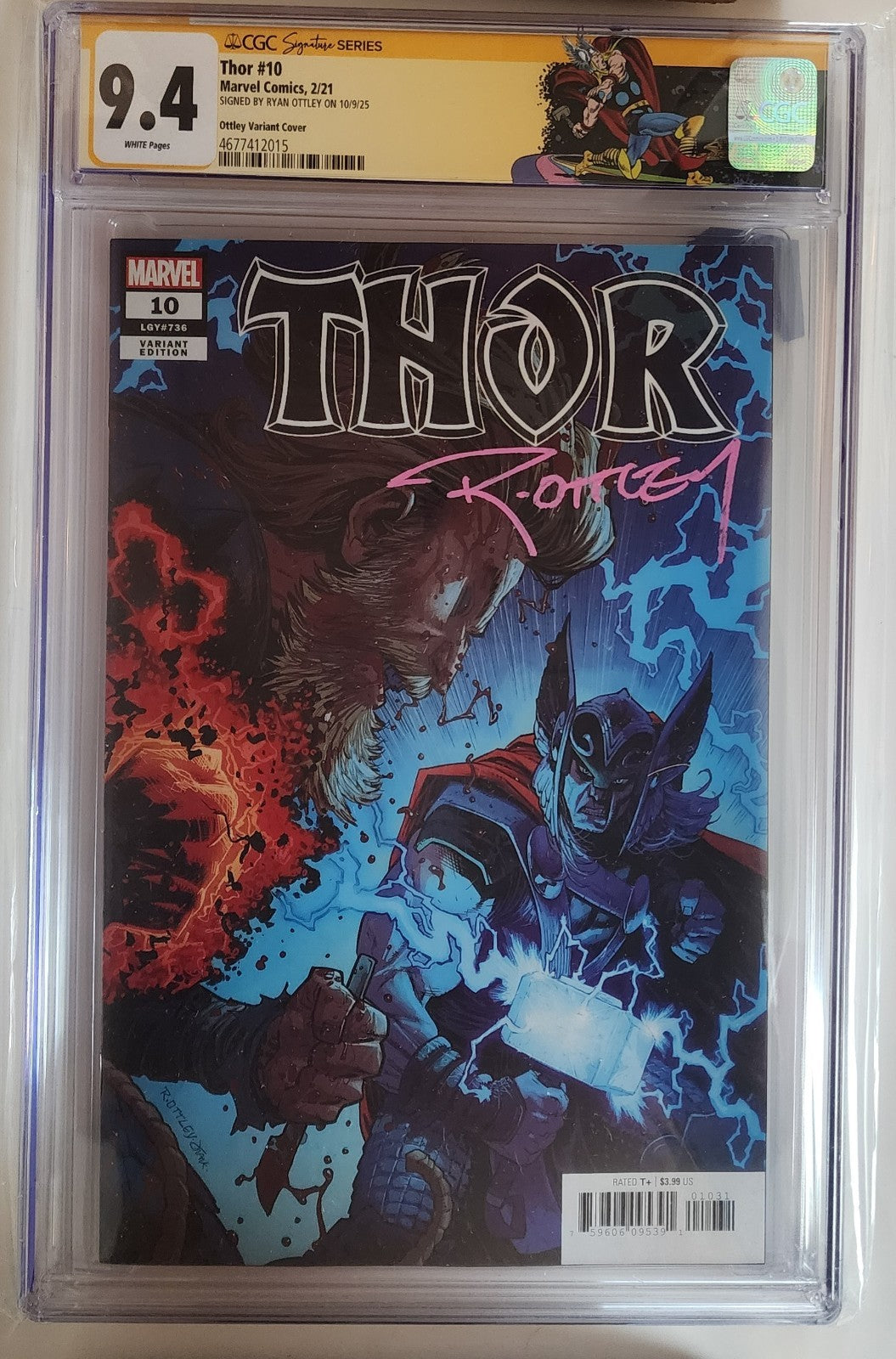 Thor (2020 Marvel) # 10 CGC: CGC 9.4 1:50 Ratio Variant Signed By  Ryan Ottley
