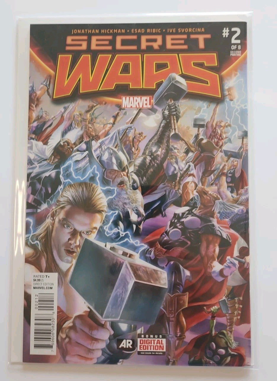 SECRET WARS #2 1ST APP GOD EMPEROR DOOM 2nd PRINT ALEX ROSS COVER ART 2015 Eb-2