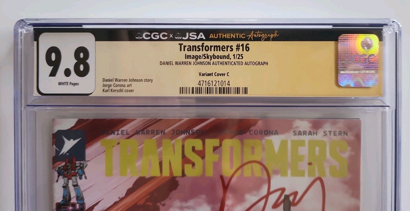 TRANSFORMERS #16 Cvr C 1:10 Image 2025 CGC 9.8 Signed By Daniel Warren Johnson 