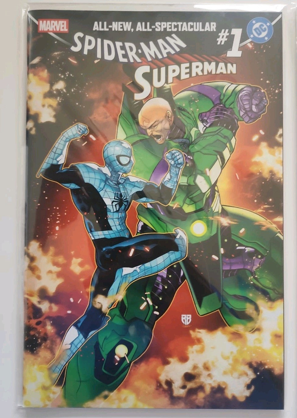 🔥 SPIDER-MAN SUPERMAN #1 RB SILVA 616 Trade & Virgin Foil Eb-1