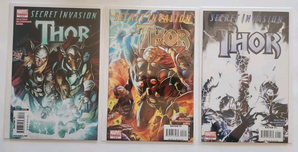 Secret Invasion Thor Lot 1 2 3 Near Mint Nm 2008 Marvel Comics Rn-1