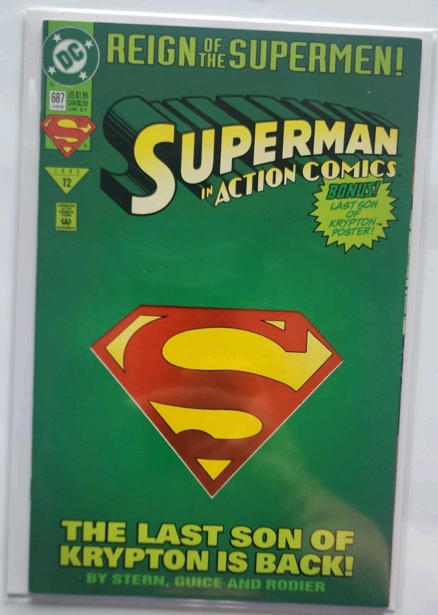 ACTION COMICS #687 (1993): KEY- 1st Last Son of Krypton: Die Cut: NM- Eb-2 
