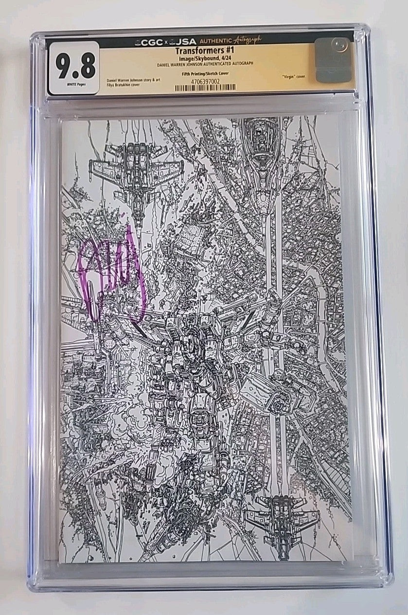 Transformers #1 (5th Print) B&W Virgin  SIGNED by DWJ CGC 9.8