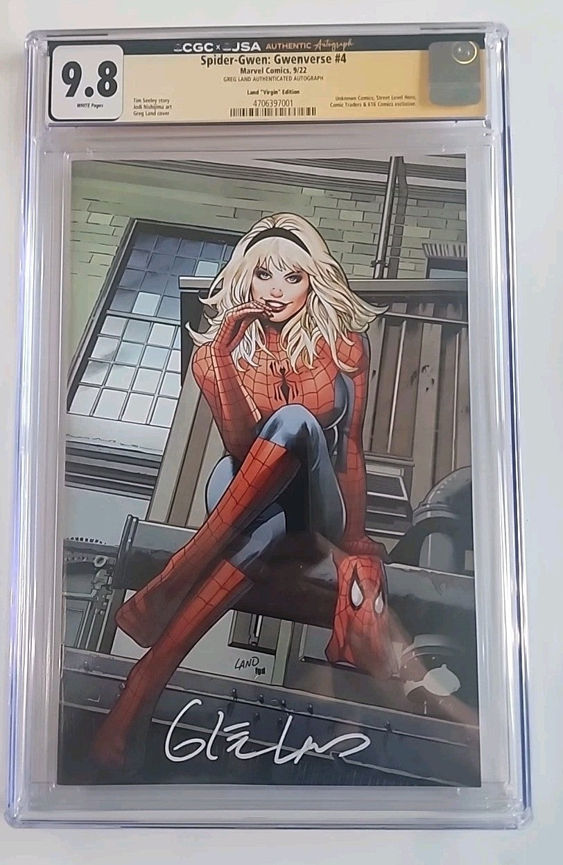 Spider-Gwen: Gwenverse #4 CGC 9.8 Virgin Edition Signed By Greg Land In White 