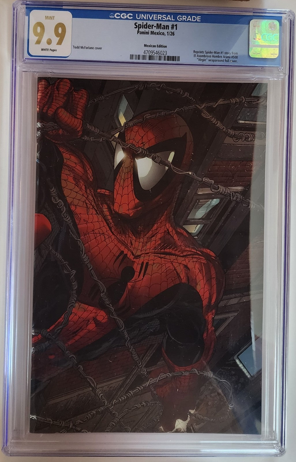 Spiderman #1 CGC 9.9 Todd McFarlane Mexican Panini Wraparound Foil 2026 