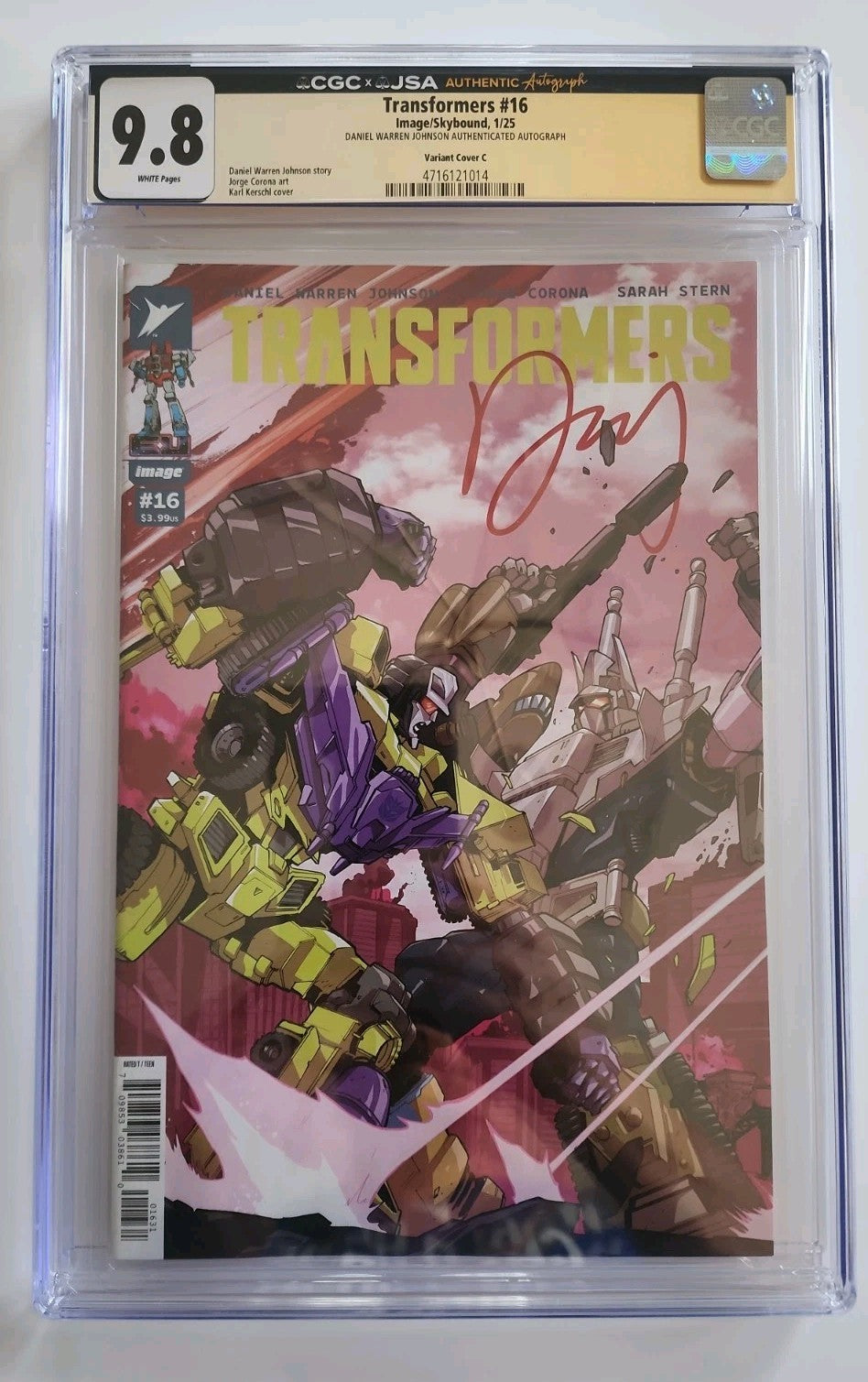TRANSFORMERS #16 Cvr C 1:10 Image 2025 CGC 9.8 Signed By Daniel Warren Johnson 