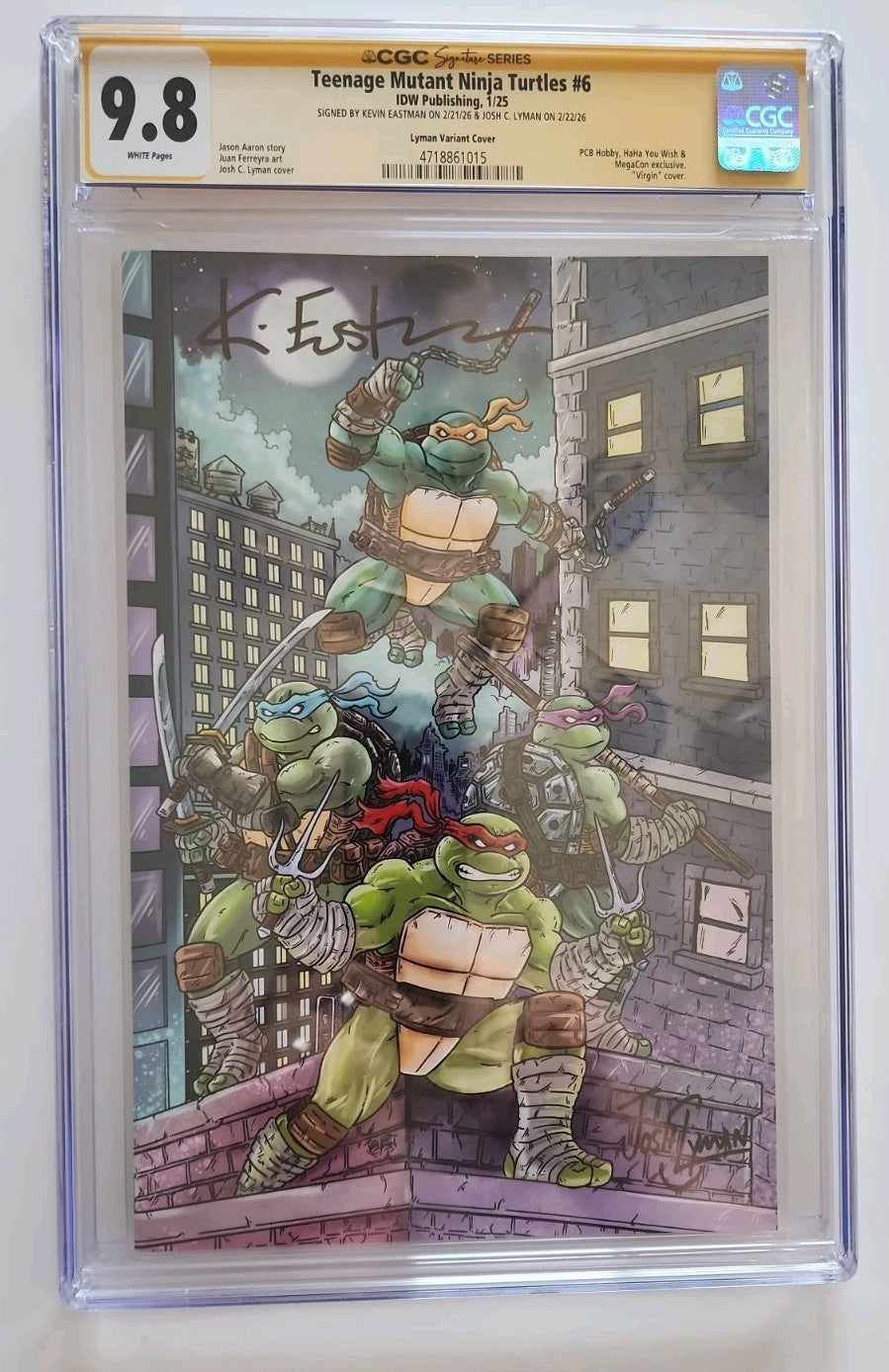 Teenage Mutant Ninja Turtles #6, CGC 9.8, Signed Kevin Eastman And Josh Lyman.