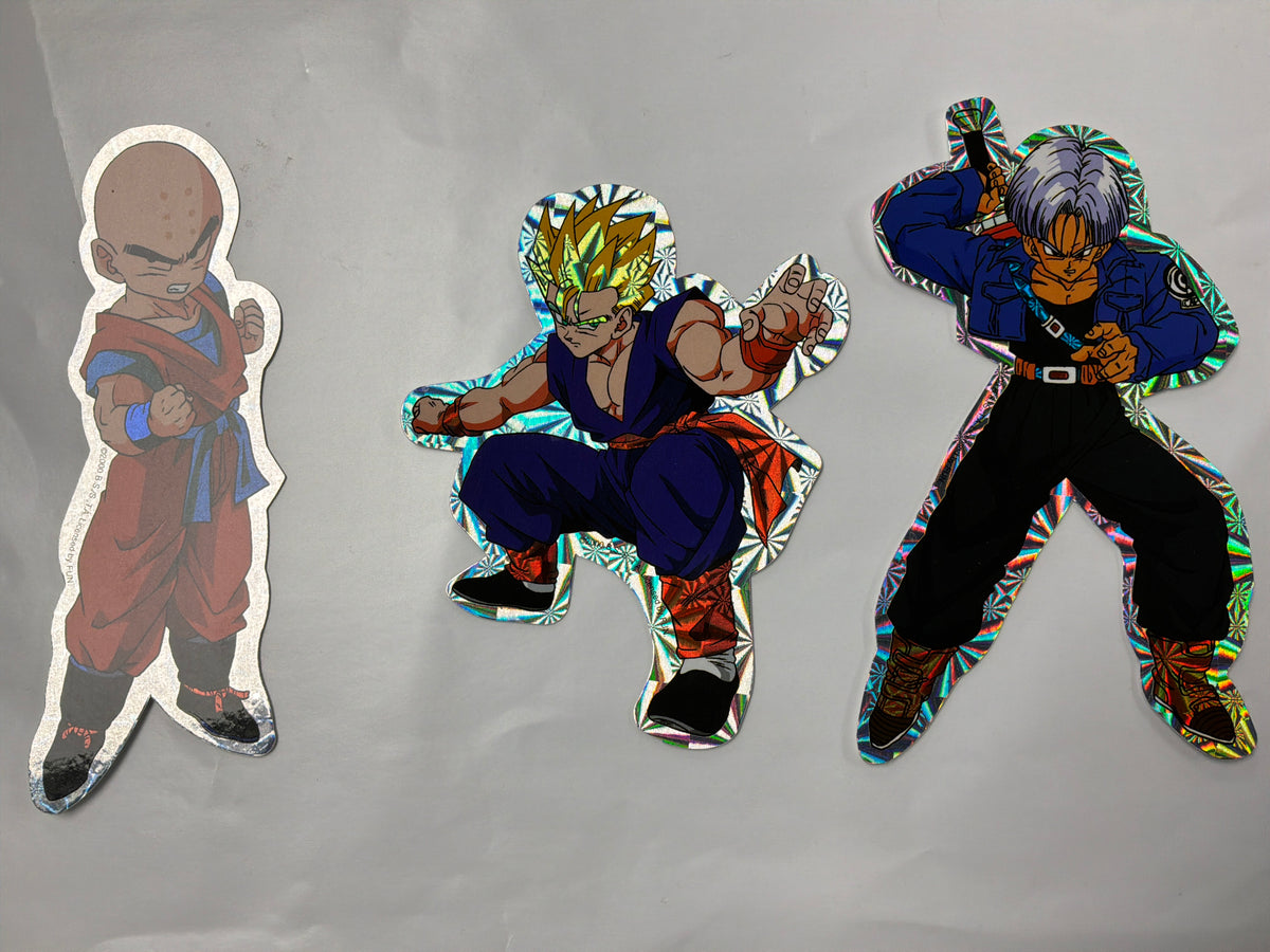 ✨ RARE VINTAGE YEAR 2000 DRAGON BALL Z JUMBO PRISM STICKER LOT (7 PIECES) ✨